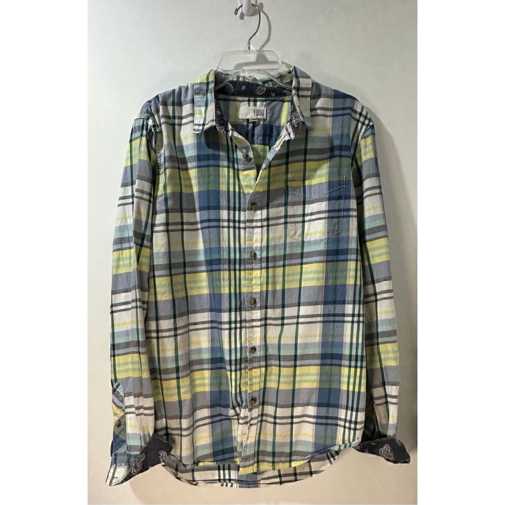 1901 menโs plaid greenโblue yellow long sleeve button shirt size XL.โ#27-0690